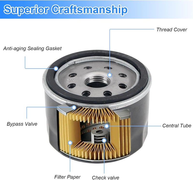 Grngven 492932S Oil Filter 696854 Oil Filter for Lawn Mower, 696854 492932 795890 695396 492932B 492056 842921 Filter Compatible with Kawasaki Kohler Lawn Mower 5076 492056 - Image 4